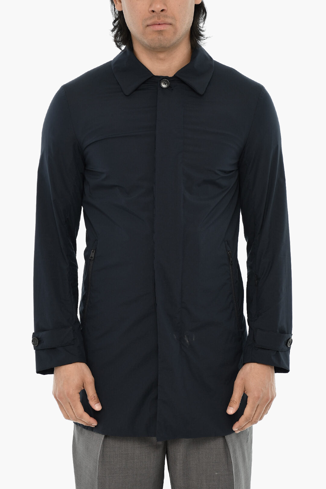 Woolrich 2405~Stretch Nylon Coat With Concealed Button Fastening