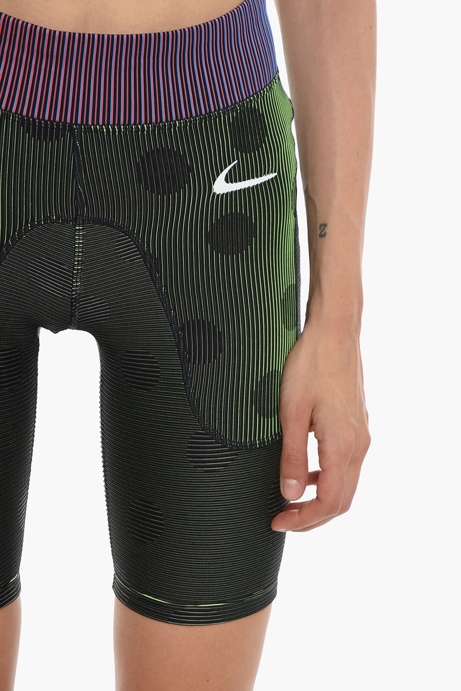 Off-White 2850~NIKE Striped Active Biker Shorts