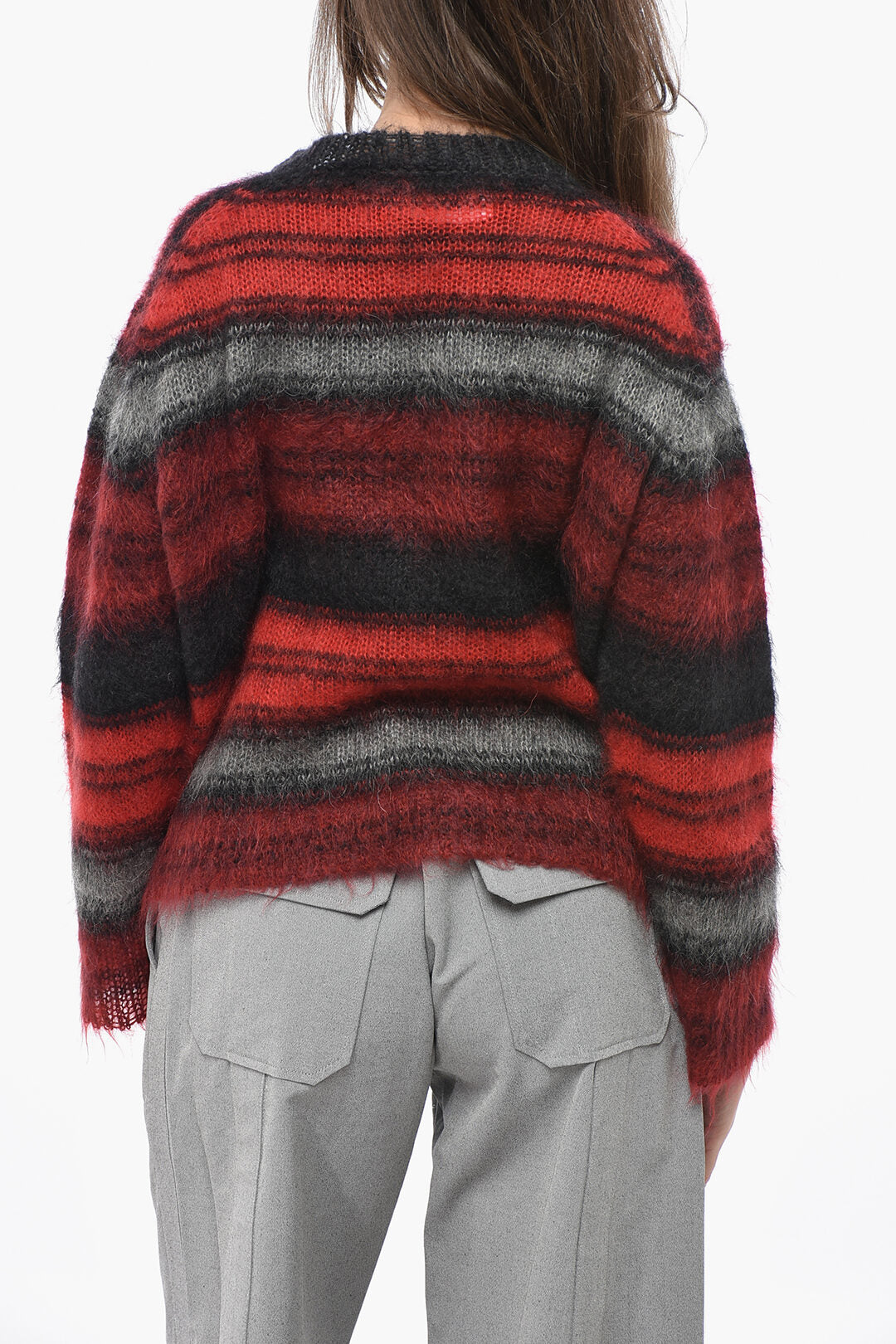 Dior 2550~Unbalanced Striped Mohair-Blend Sweater, view 2