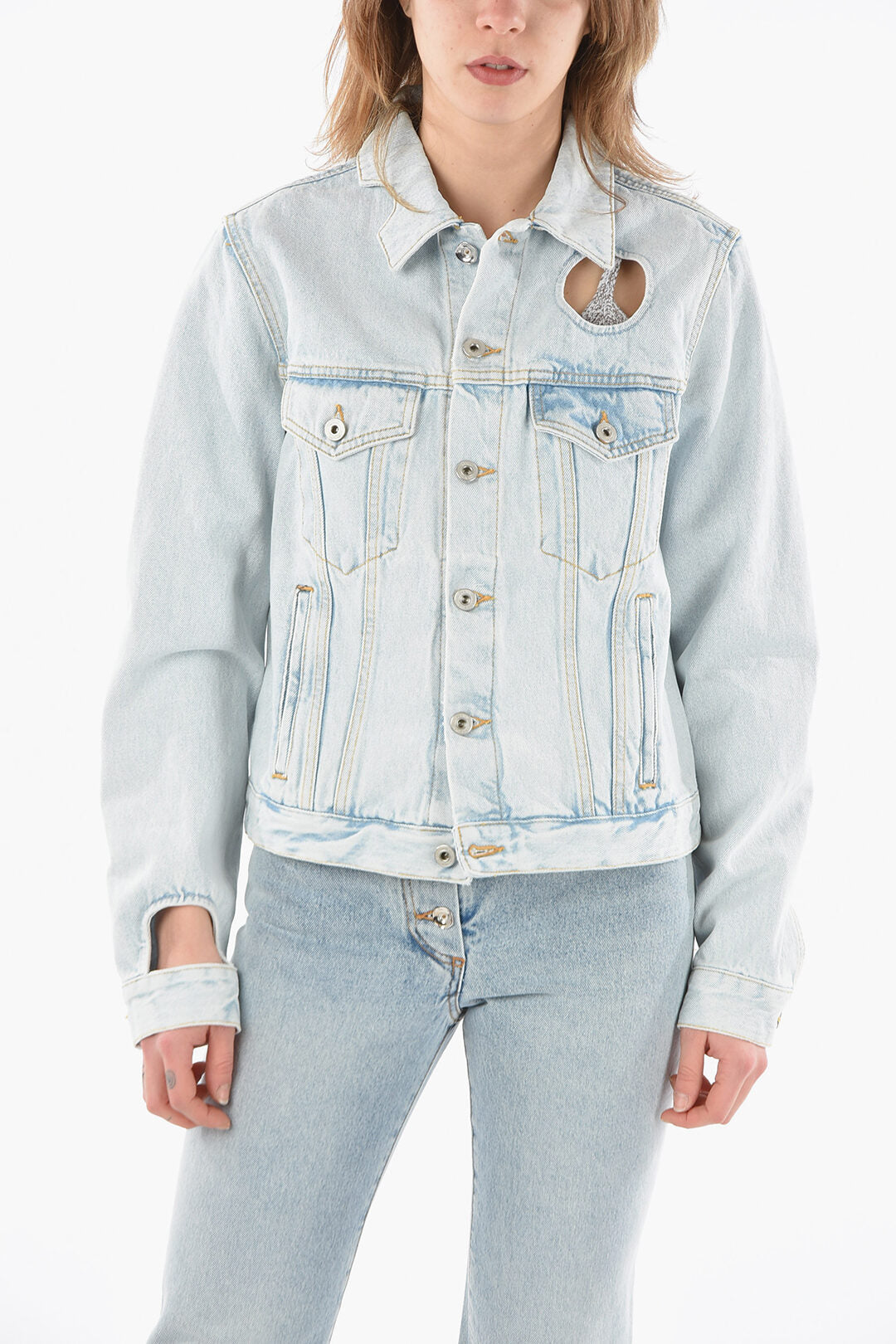 Off-White 2750~PERMANENT Denim Jacket METEOR with Cut-Out Detail