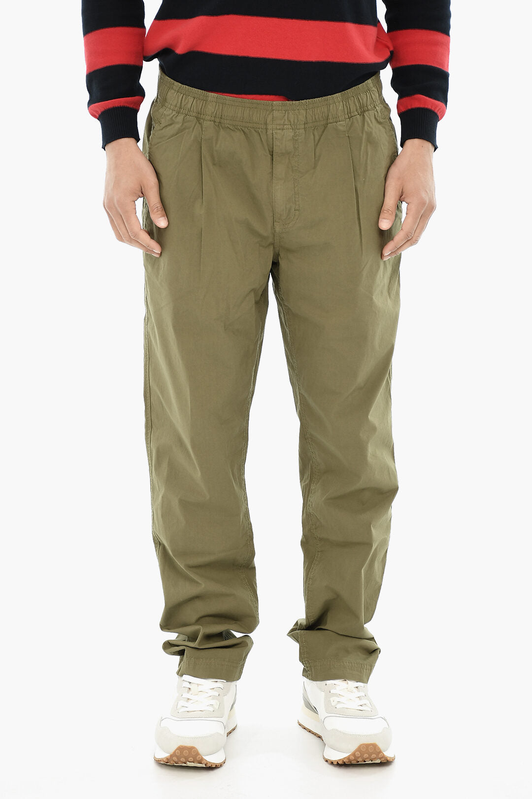 Woolrich 2850~Single-Pleat Stretch-Cotton Pants with Elastic Waist