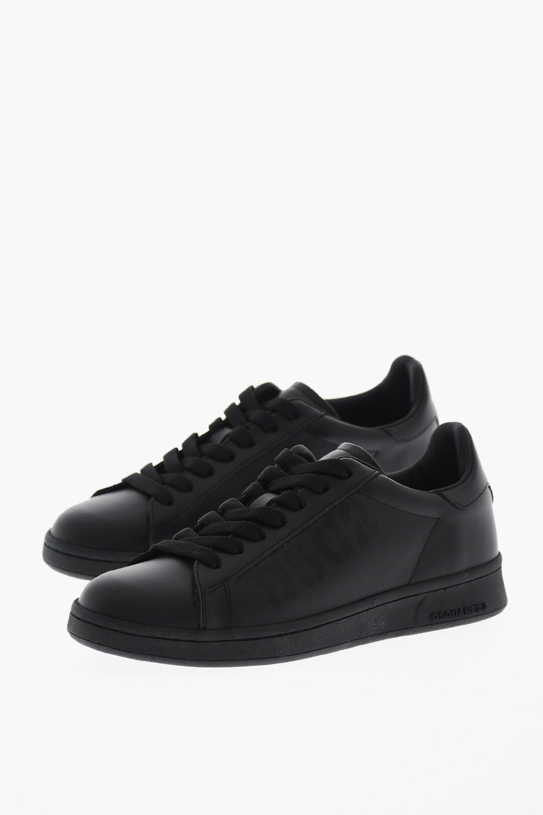 Dsquared2 3500~Leather Low-Top Sneakers BOXER in Solid Color with Tone-on-Tone Logo