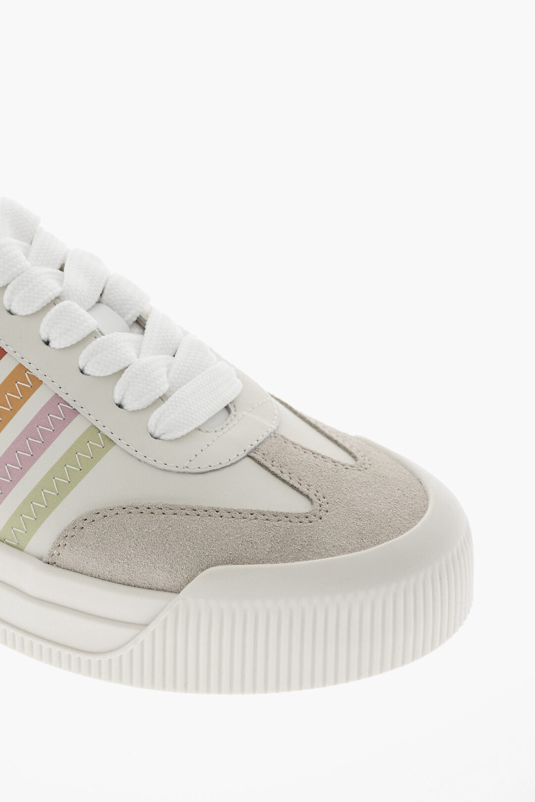 Dsquared2 3250~Leather Low Top Sneakers NEW JERSEY with Multicolor Details, view 2