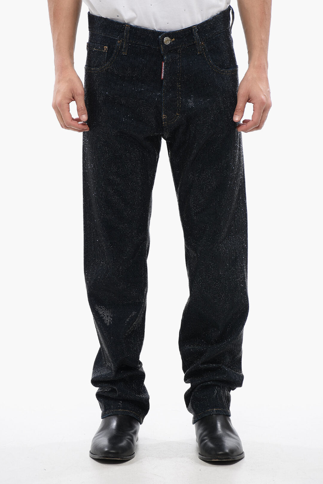Dsquared2 2405~Dark Washed Jeans 642 with Allover Strass 20 cm