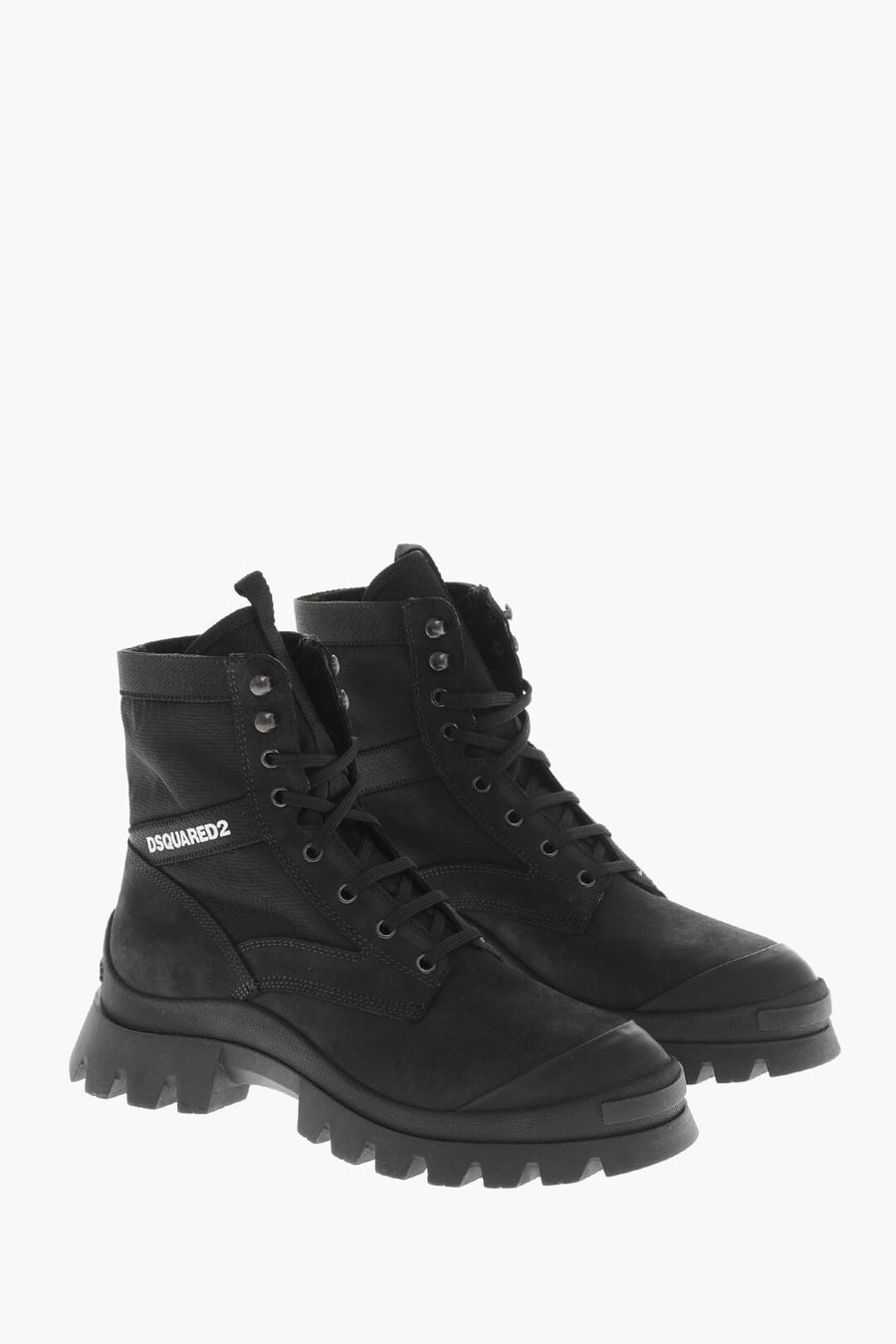 Dsquared2 3500~Solid-Color Combat Boots With Contrast Logo