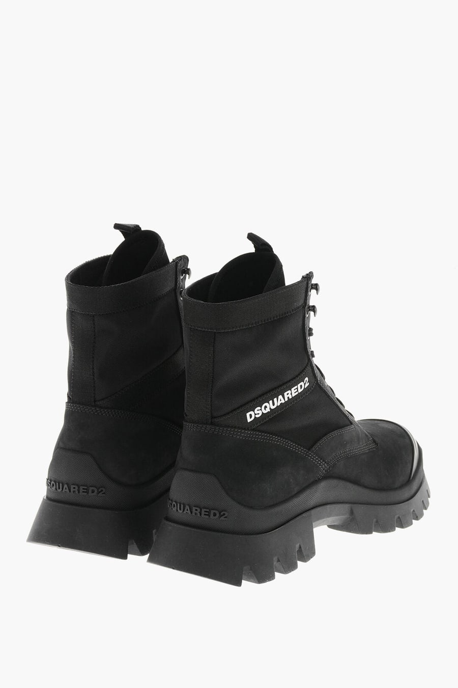 Dsquared2 3500~Solid-Color Combat Boots With Contrast Logo, view 2