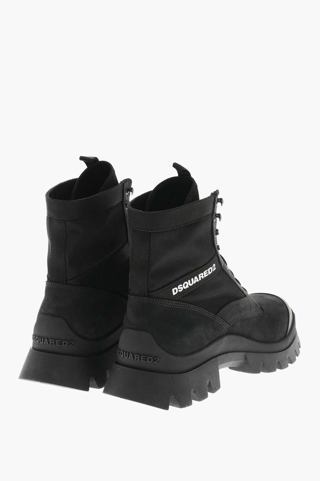 Dsquared2 3500~Solid-Color Combat Boots With Contrast Logo