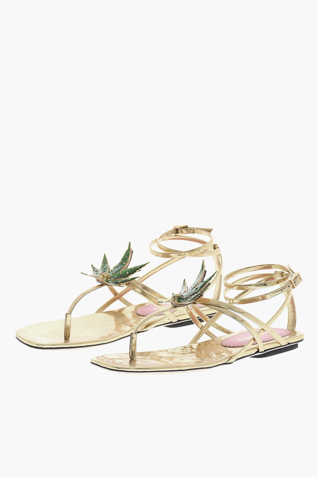 Dsquared2 3300~Vegan Leather Thong Sandals MARIJA with Rhinestone-Embellished Detail