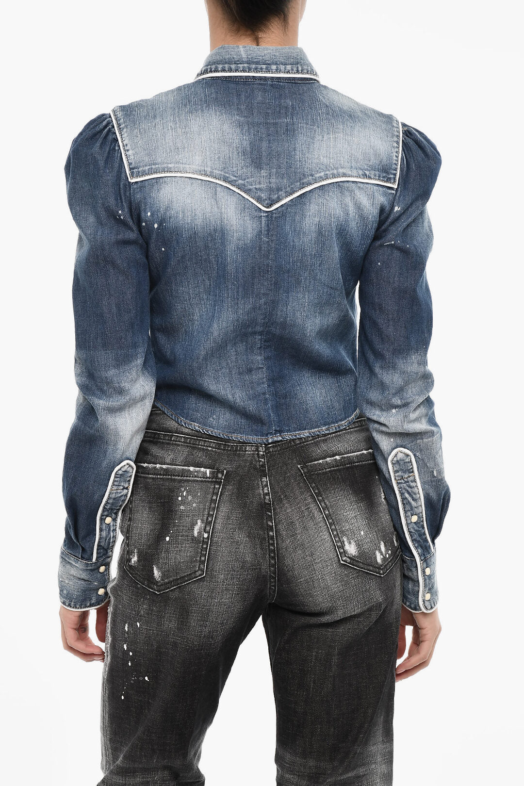 Dsquared2 2405~Vintage-Effect Denim Shirt With Snap Buttons, view 2