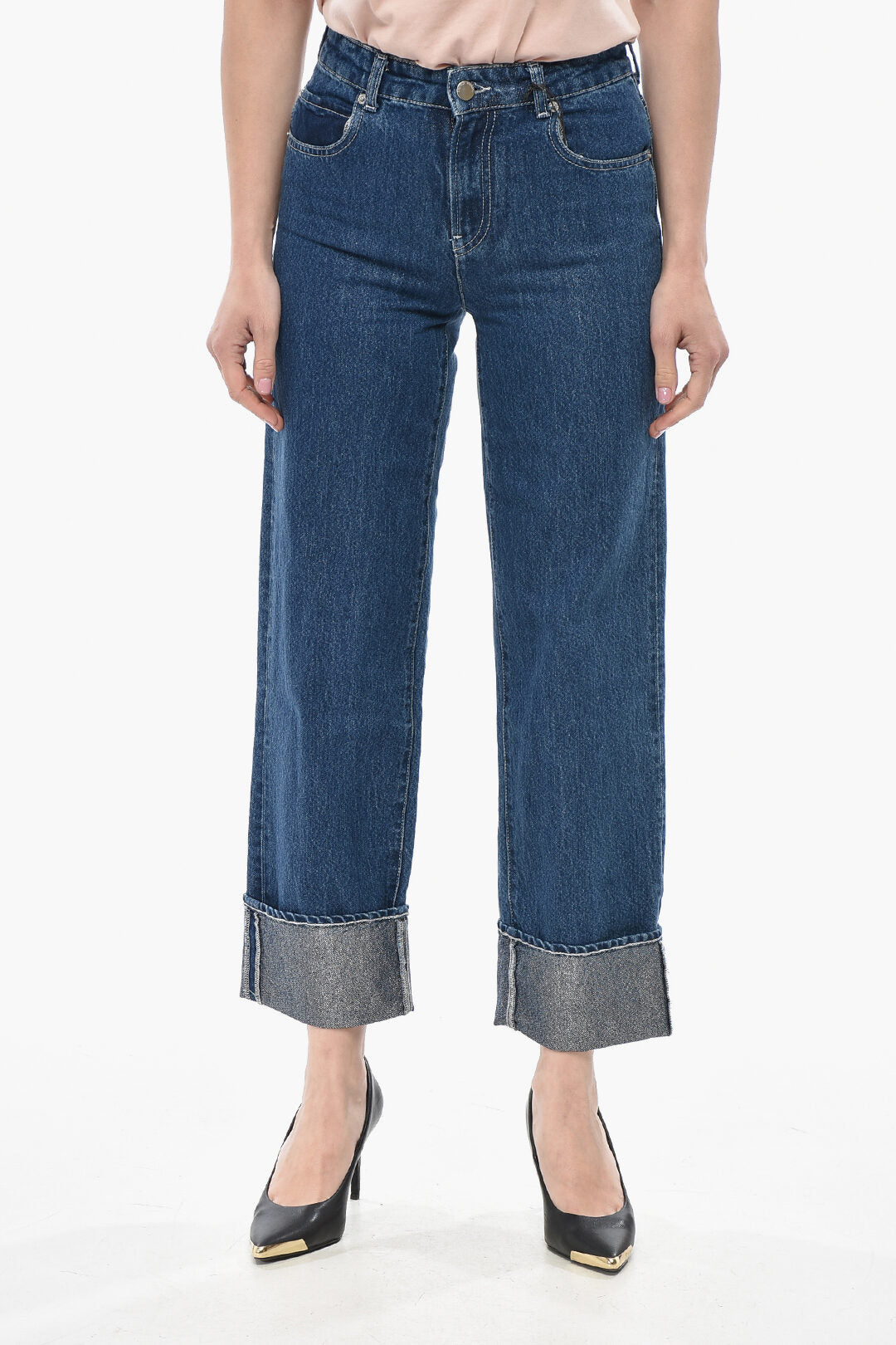 Armani 2405~EMPORIO Cropped Fit Dark Wash Jeans with Lurex Detail