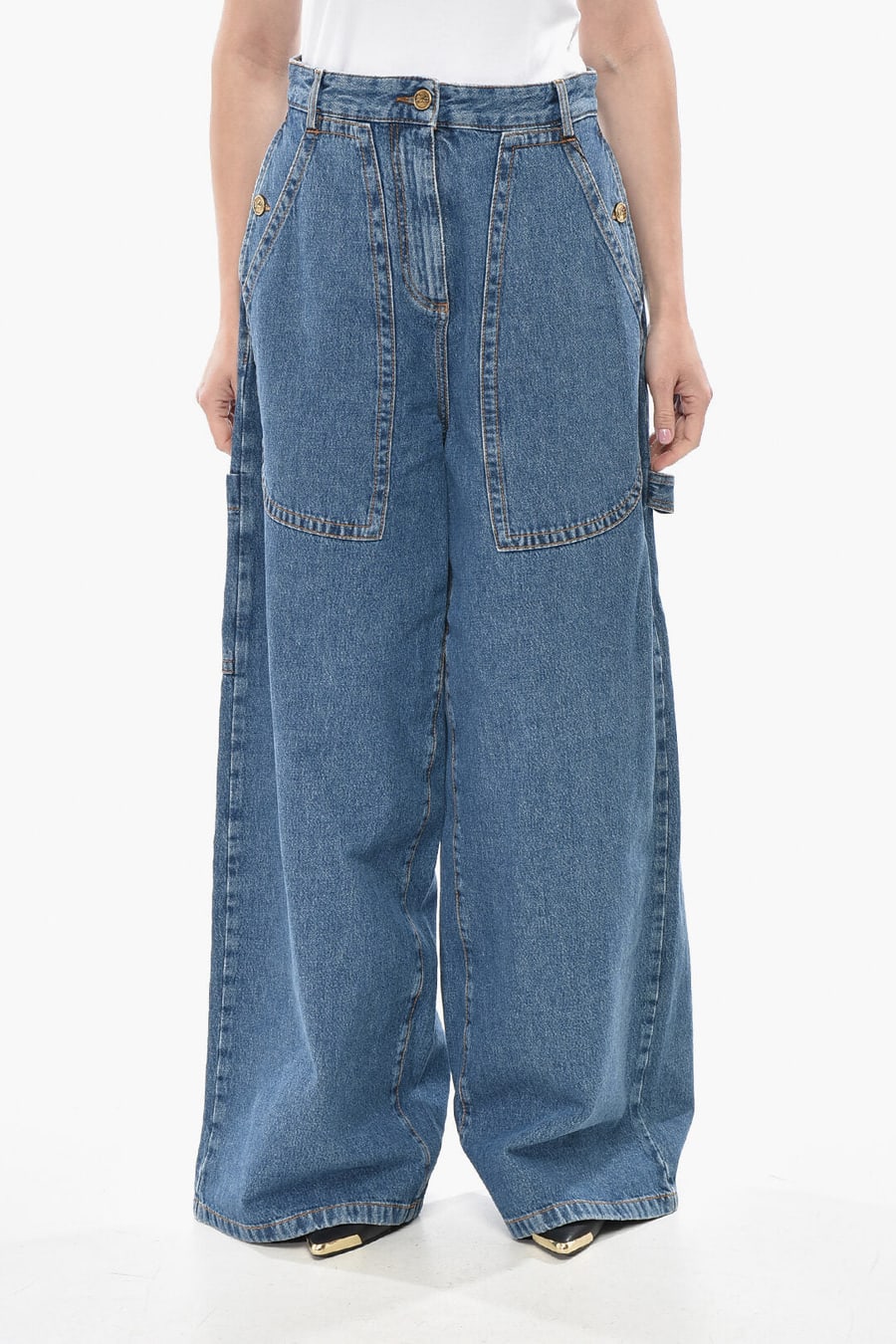 Etro 2405~Extra Wide-Leg Jeans with Patch Pockets