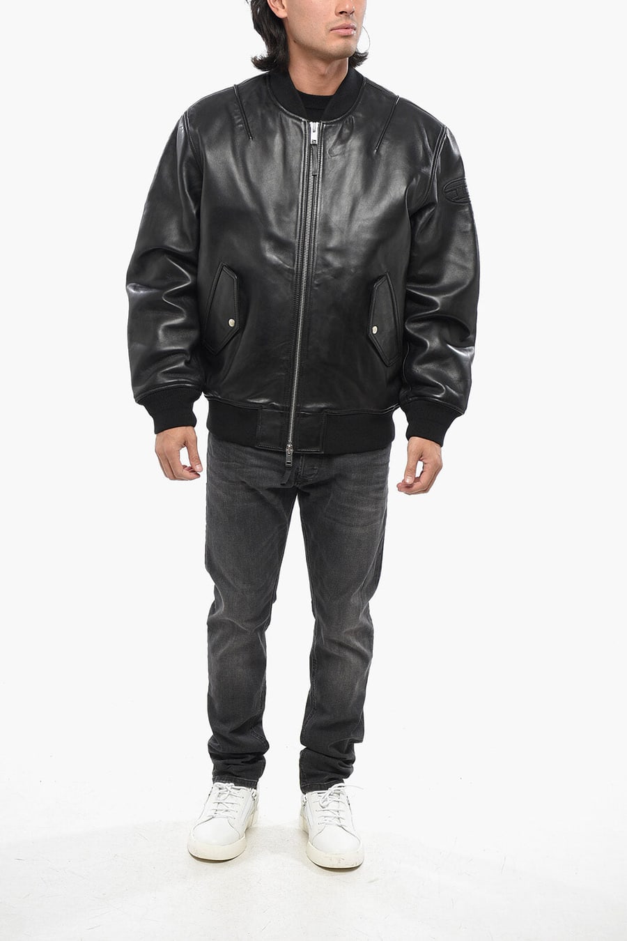 Diesel 0138~RED TAG Leather Bomber-Fit Jacket PRITTS, view 4