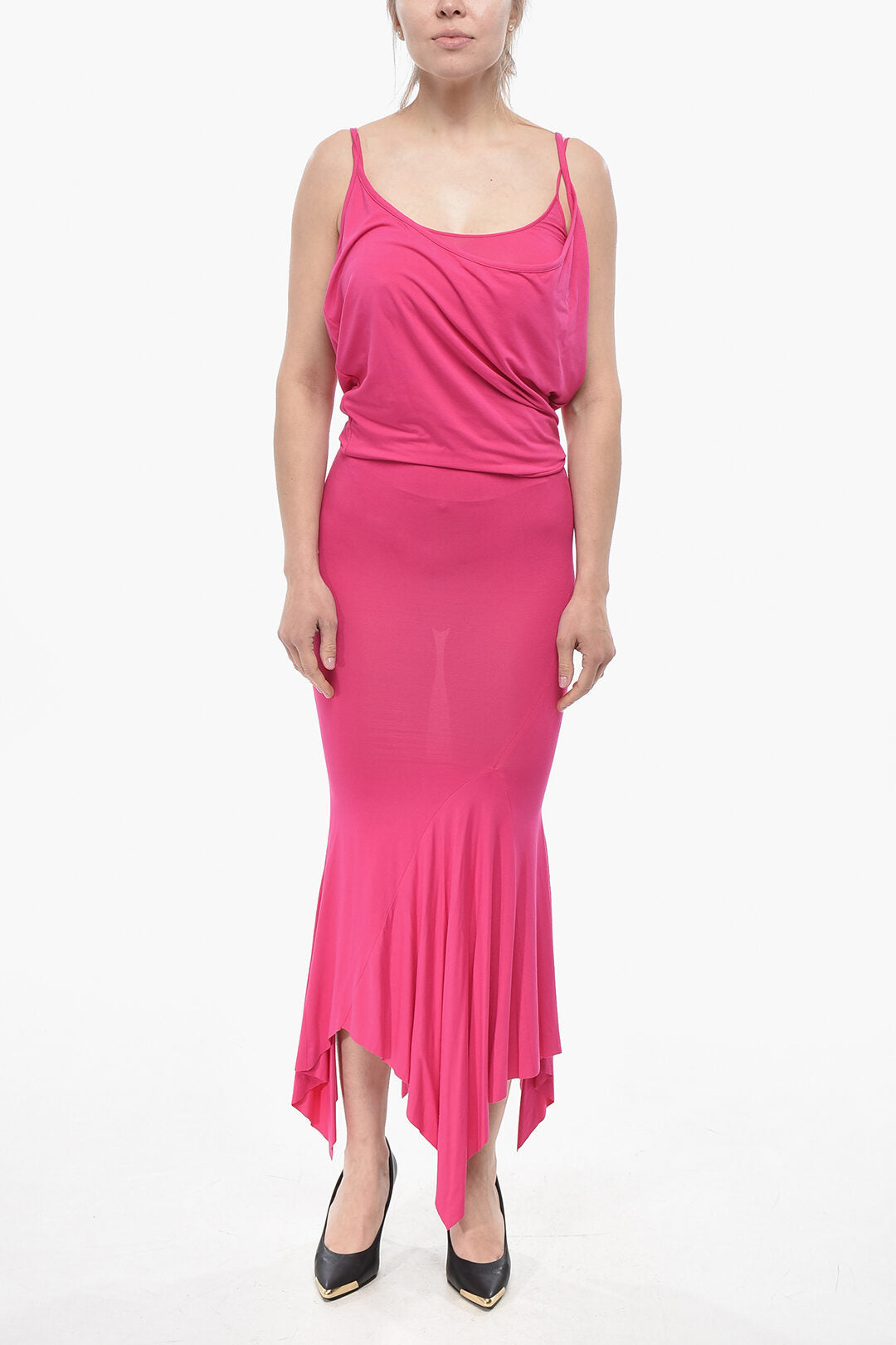 The Attico 3050~Double-Fabric Jersey Slip Dress
