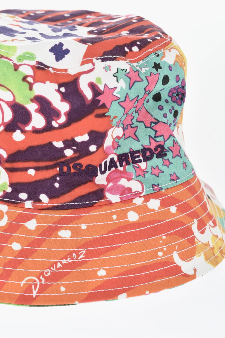 Dsquared2 3250~Patterned Bucket Hat with Embroidered Logo, view 2