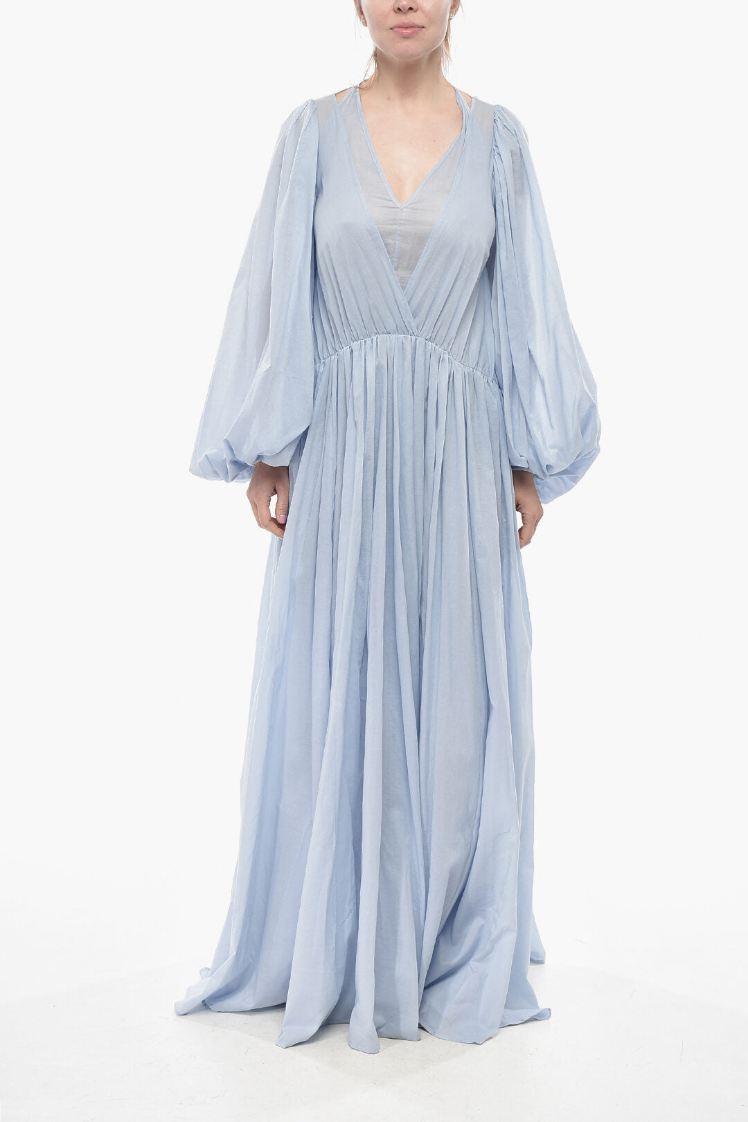 Di Stavnitser 2750~Cotton Flared Maxi Dress LUCCI with Balloon Sleeves