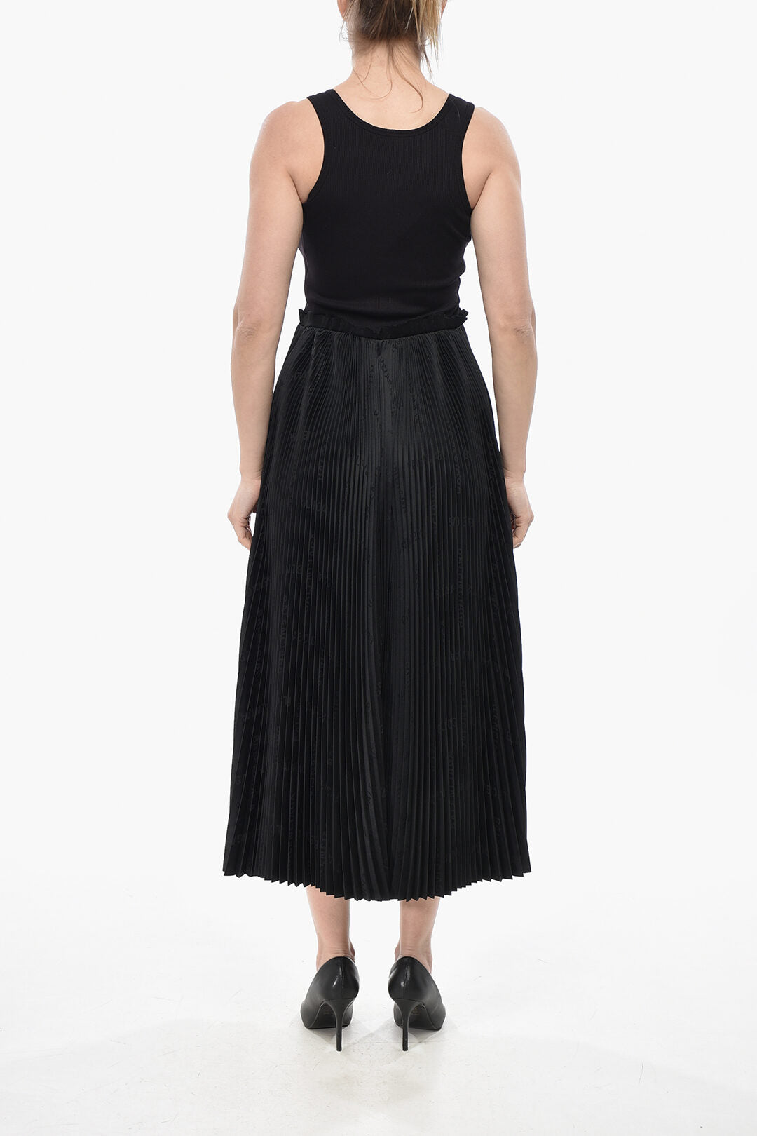 Balenciaga 3500~Midi Dress with Jacquard Pleated Skirt