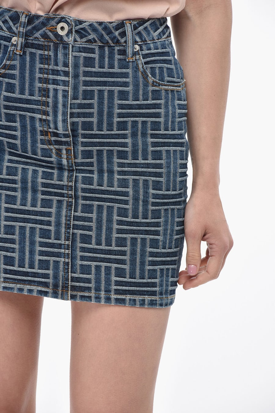 Kenzo 2405~Denim Jacquard Mini Skirt, view 3