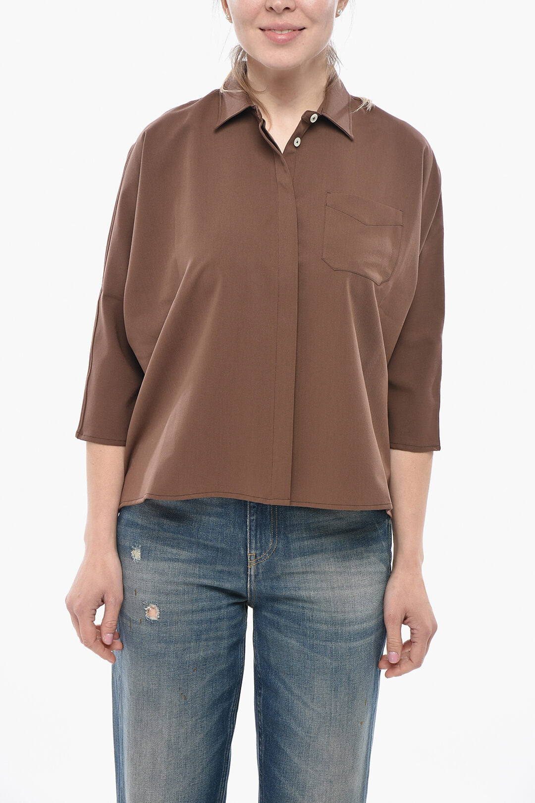 Cruna 2405~Cropped-Fit Shirt ELIDE With 3/4 Sleeves