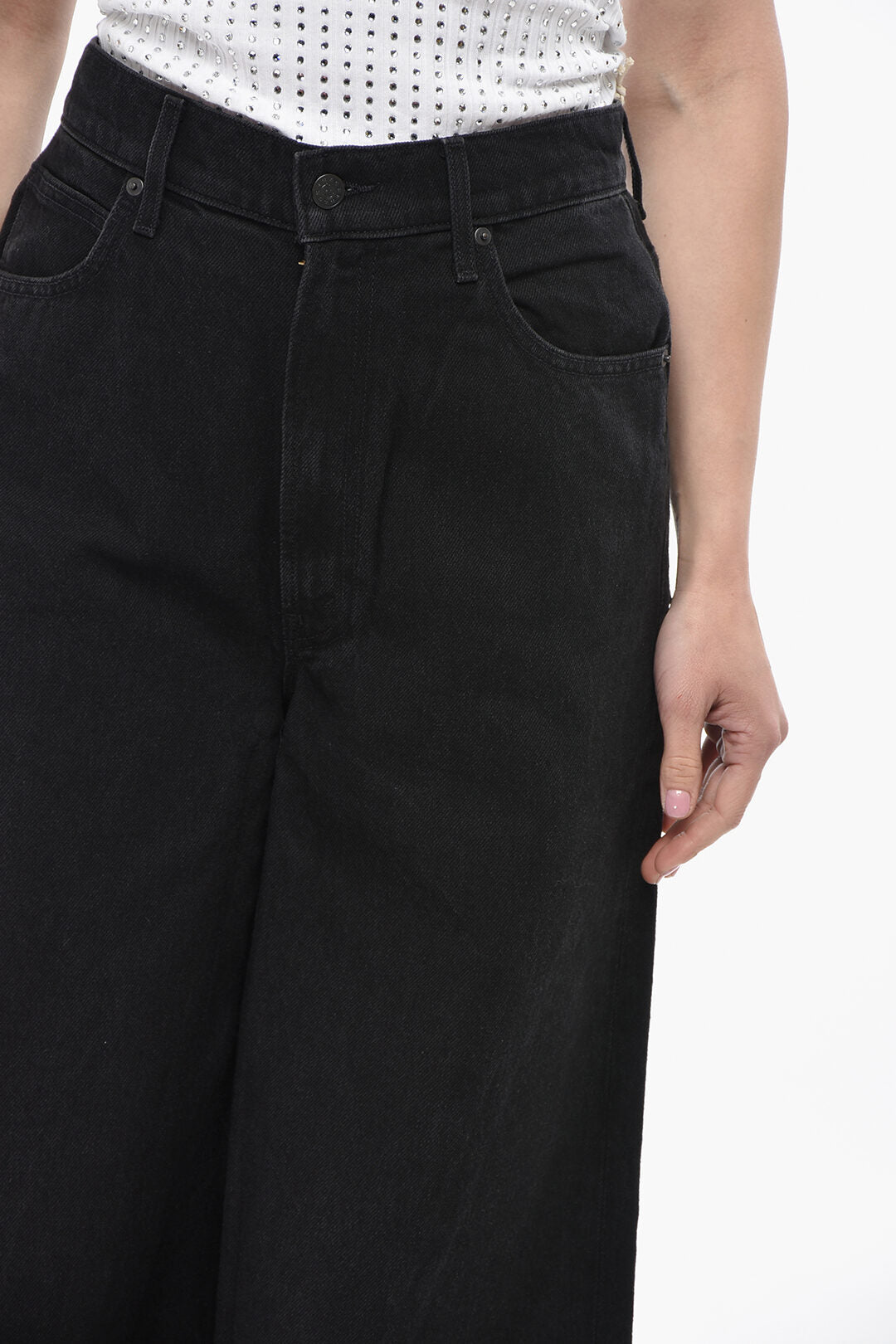 Mother 3500~SNACKSJeans Cotton-Blend Wide-Leg Jeans