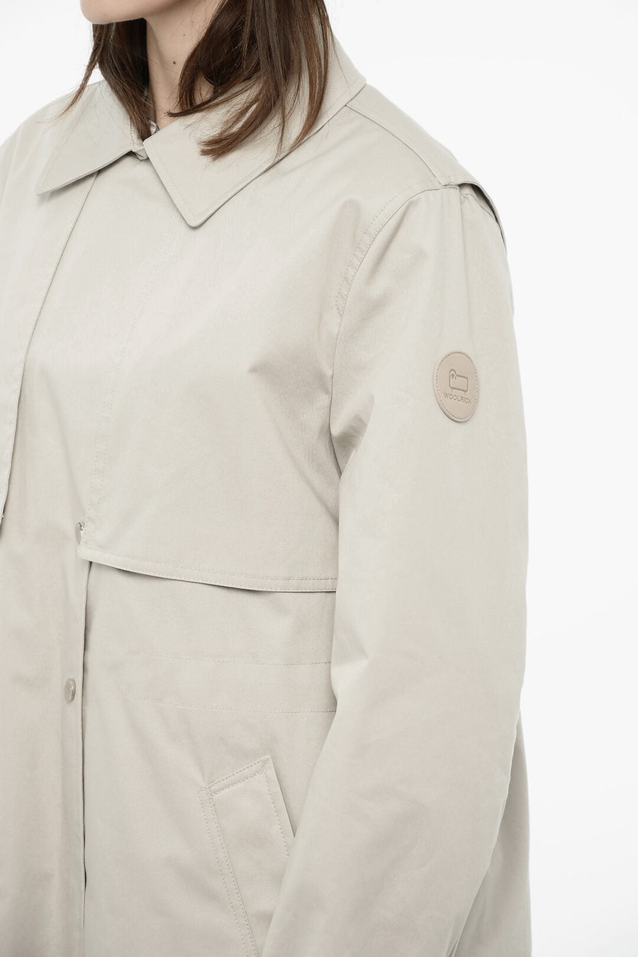 Woolrich 2470~Solid Lightweight Cotton Trench Coat, view 3