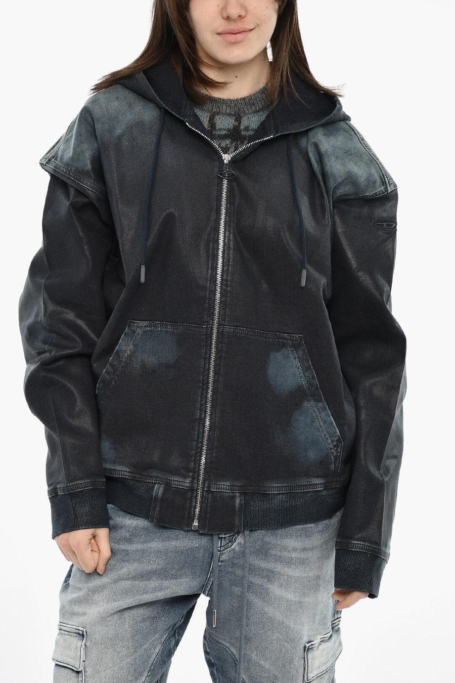 Diesel 2405~Denim Sweatshirt D-GIR-S Tie-Dye Effect With Hood