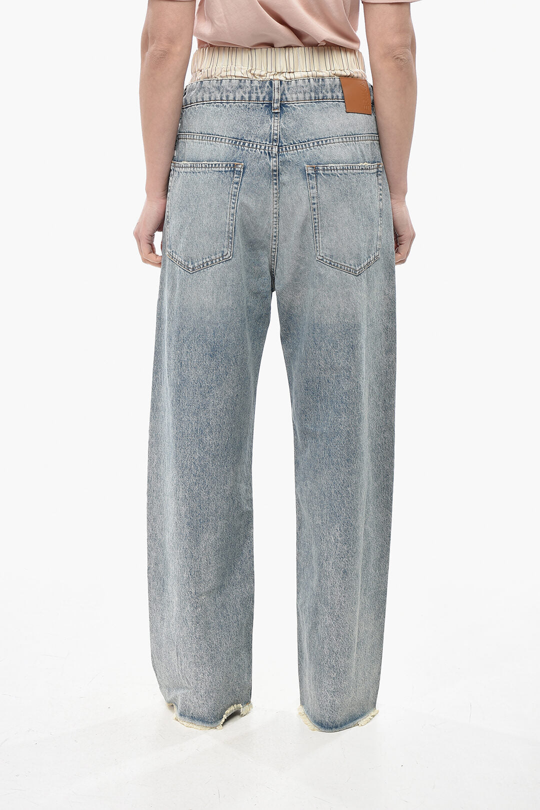 Erika Cavallini 2405~Vintage-Effect Jeans with Double-Fabric Detail 25cm