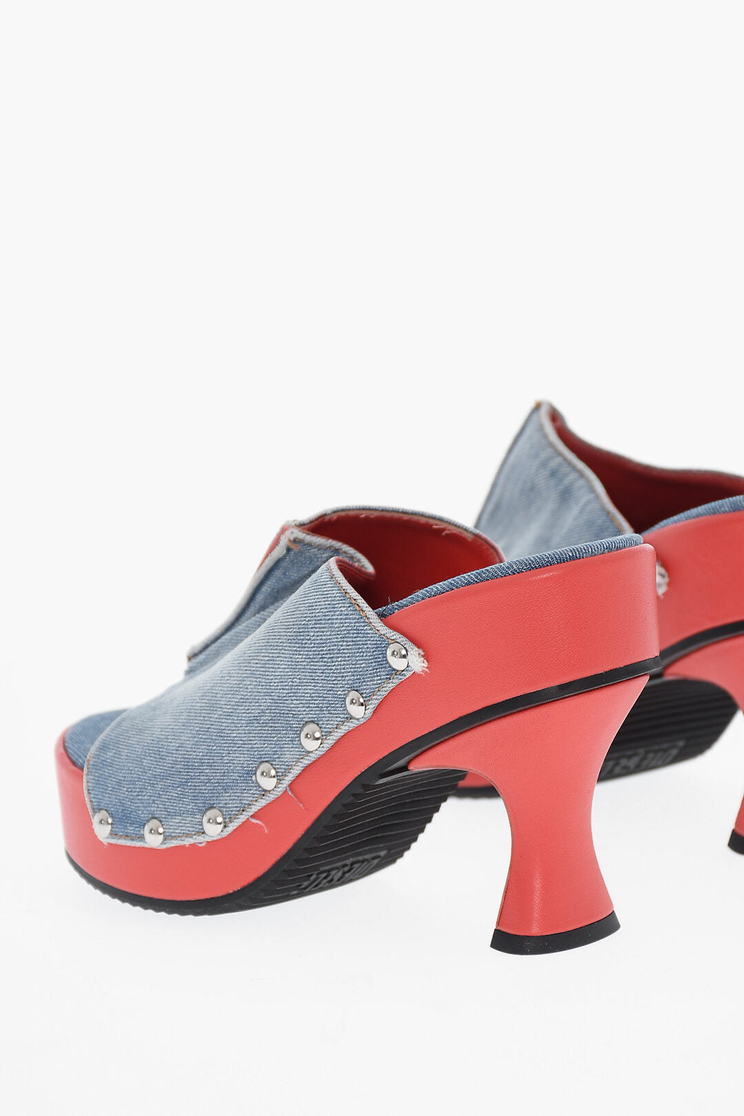 Diesel 2405~Denim Mules D-WOODSTOCK with Studs and 8cm Heel, view 2