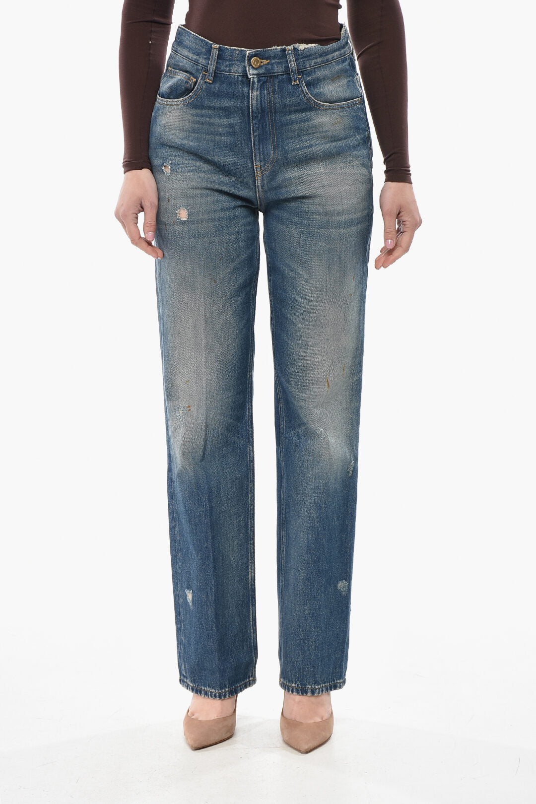 Golden Goose 2405~Slim-Fit Jeans with Vintage Effect and 20cm Distressed Details