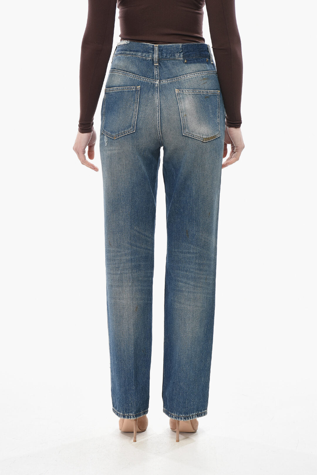 Golden Goose 2405~Slim-Fit Jeans with Vintage Effect and 20cm Distressed Details, view 2