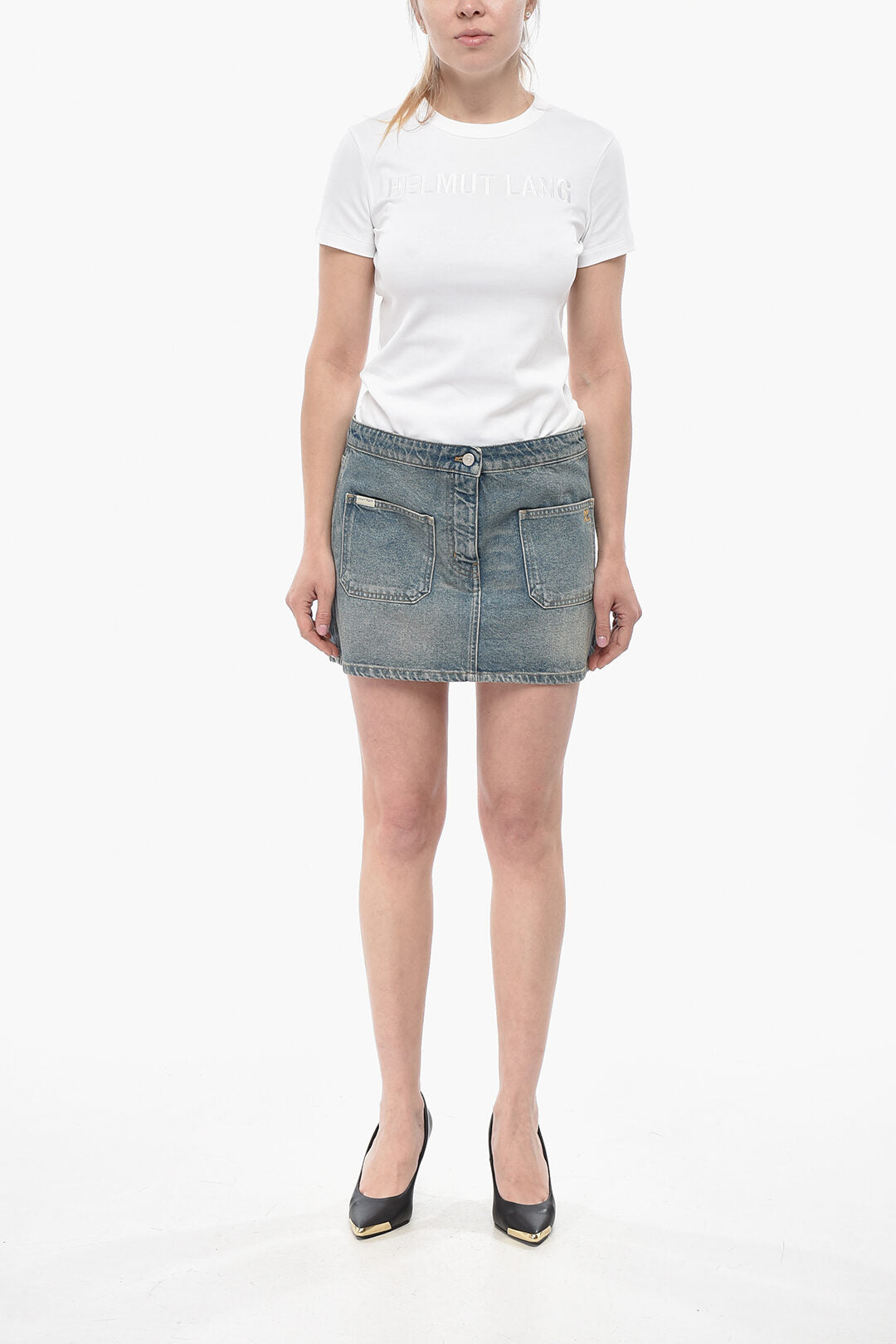 Courreges 2405~Vintage-Wash Denim Miniskirt