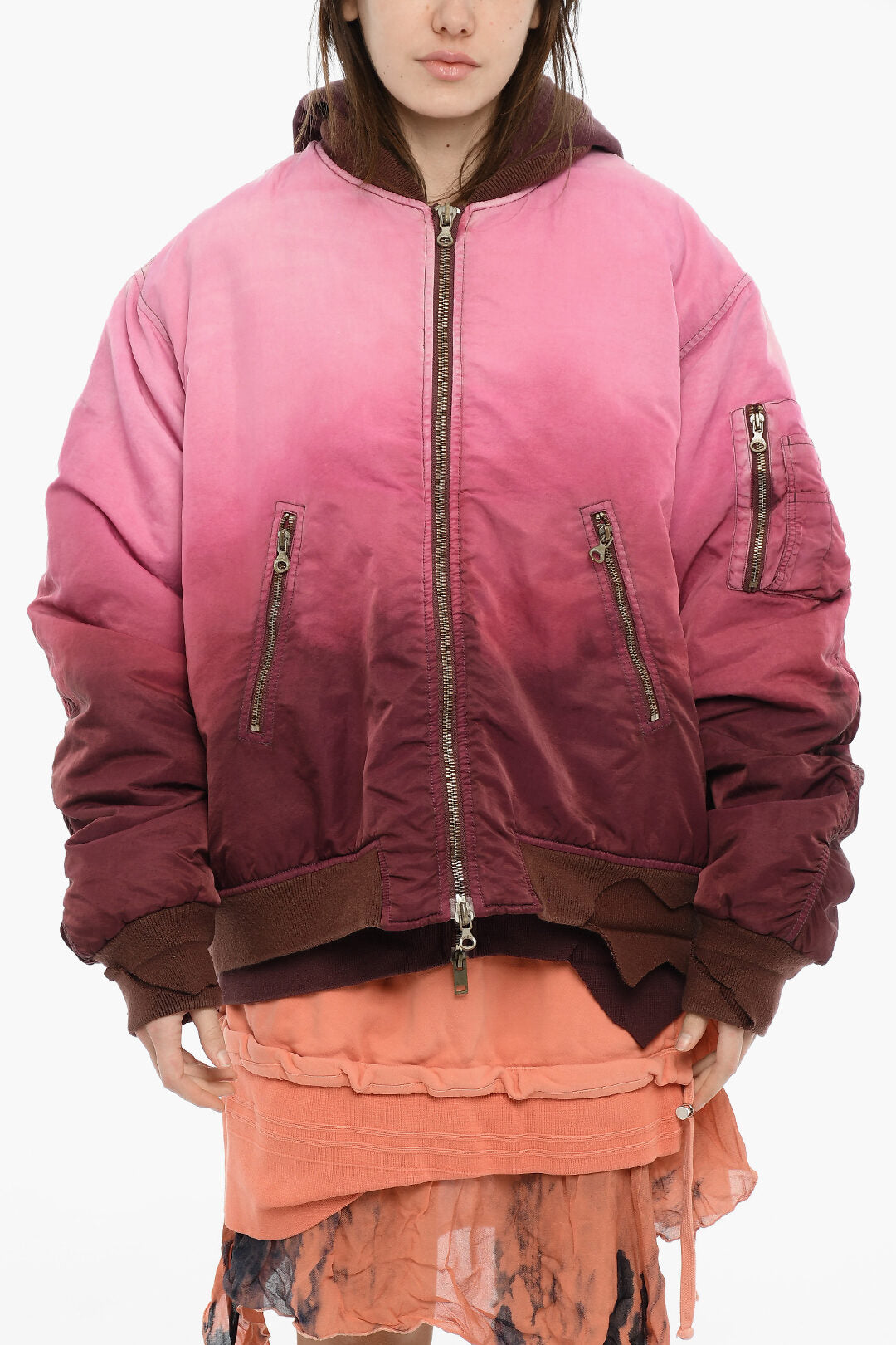 Diesel 2550~Oversized Tie-Dye Bomber Jacket G-KAMILA With Hood