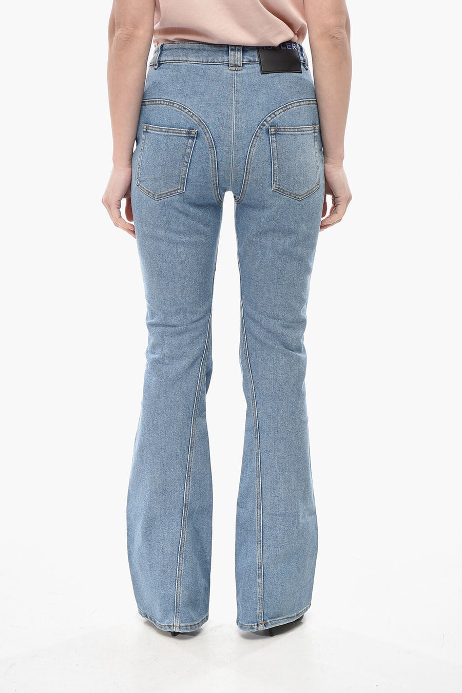 Mugler 2750~Stretch Denim Bootcut Jeans, view 2