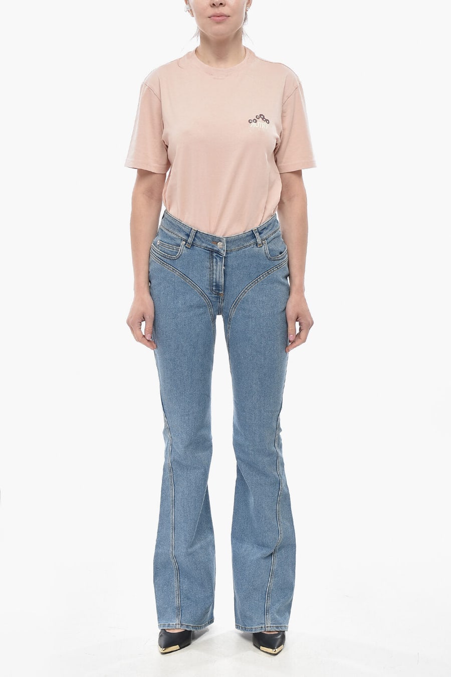 Mugler 2750~Stretch Denim Bootcut Jeans, view 4