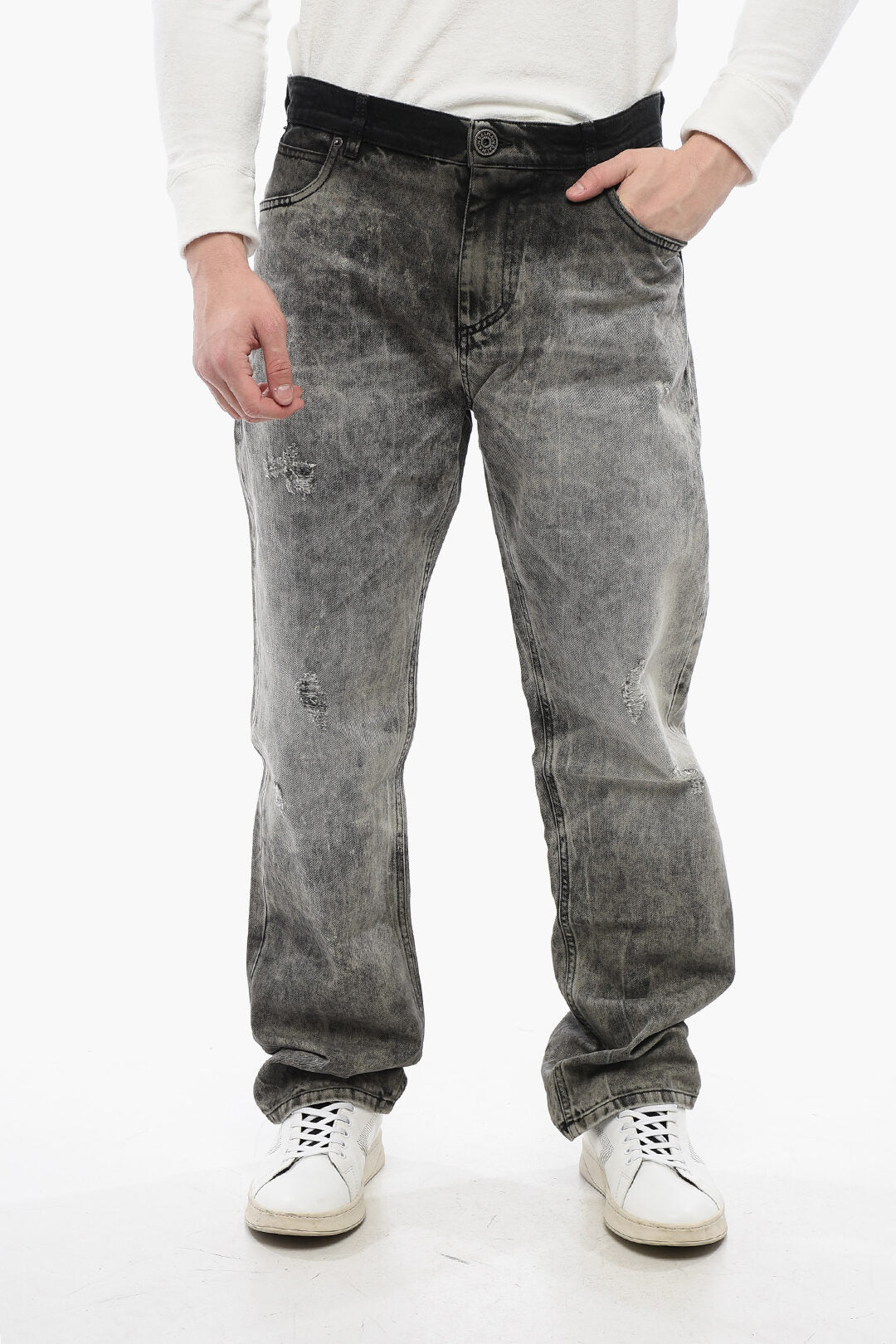 Balmain 2470~Stonewashed Straight-Leg Jeans 22cm