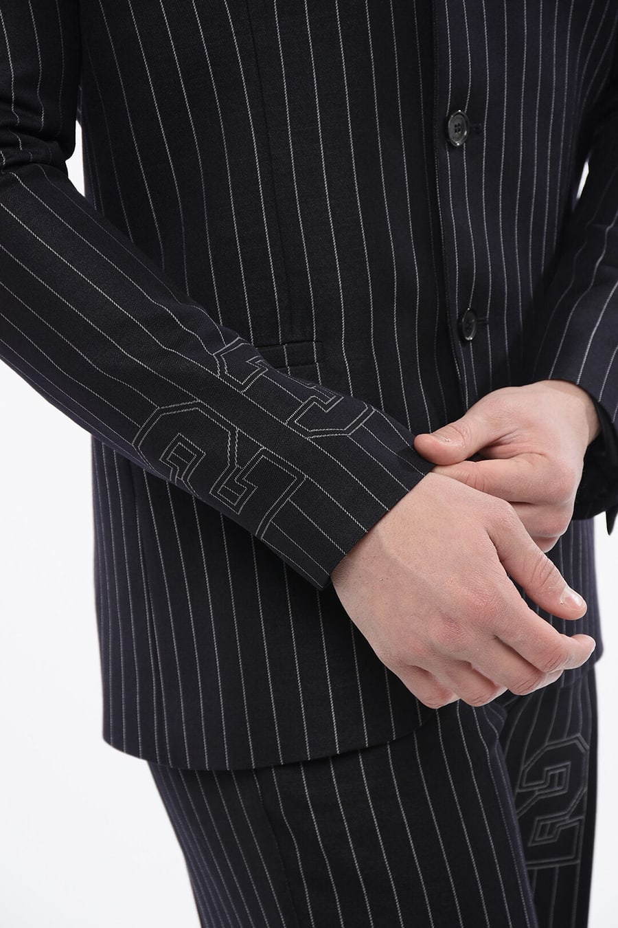 Off-White 2405~Pinstriped Blazer 23 with Flap Pockets, view 3