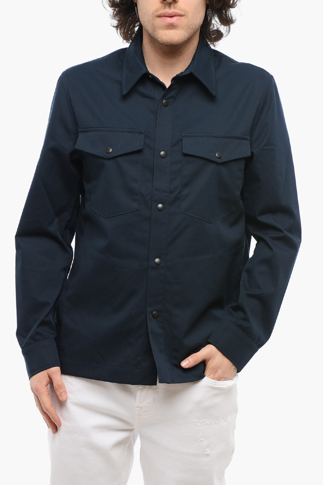 Department 5 2405~Cotton-Blend Twill Overshirt COLOR with Snap Buttons