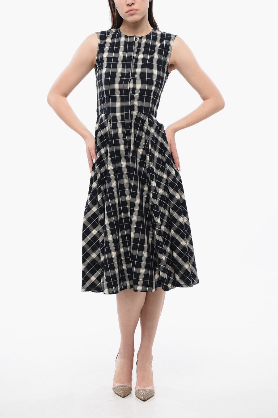 Woolrich 2405~Long Sleeveless Checked Dress