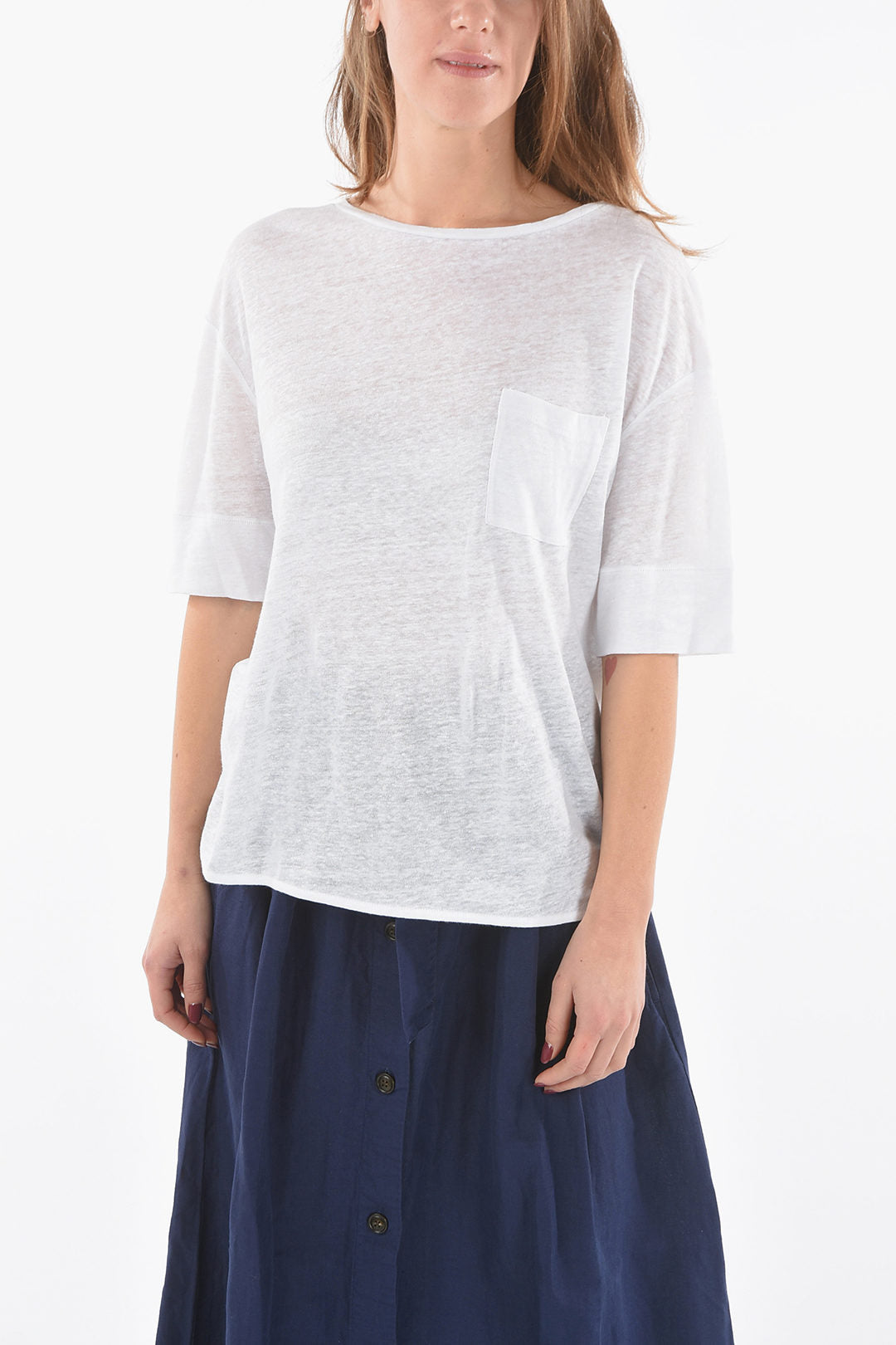 Woolrich 2405~Linen Crewneck T-Shirt SLUB with Pocket