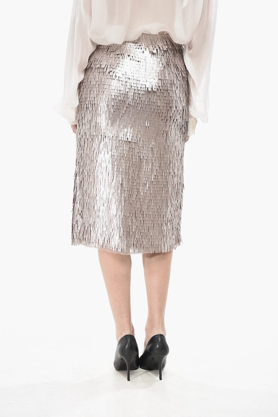 Rohe 3050~Rectangular-Sequin Midi Sheath Skirt, view 2