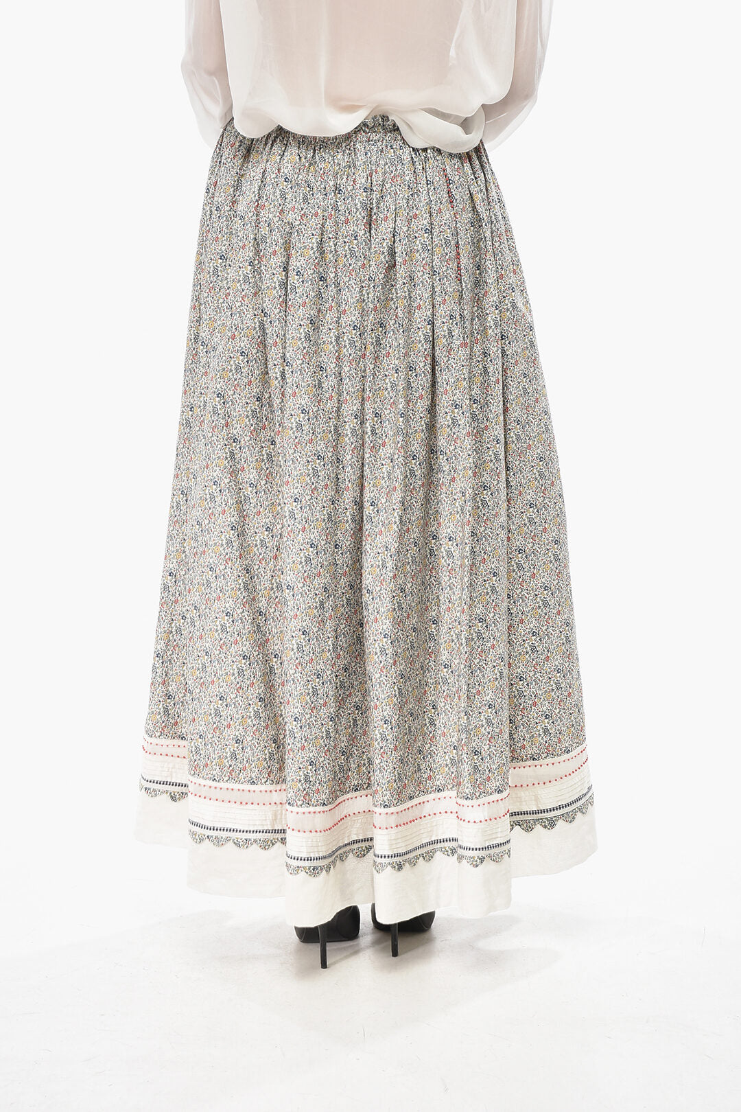 Pero 3250~Cotton Maxi Skirt With Contrast Ruffle, view 2