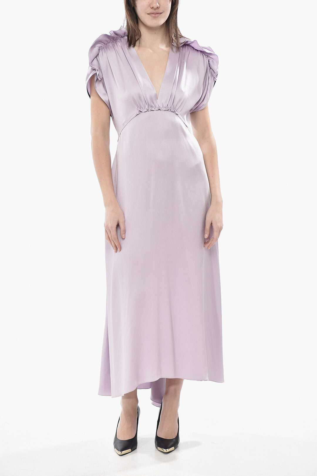 Victoria Beckham 2550~Satin Dress with Ruffle Details