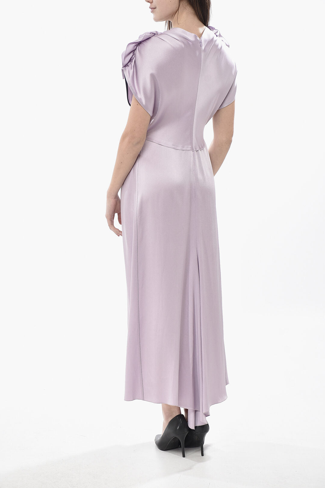 Victoria Beckham 2550~Satin Dress with Ruffle Details, view 2