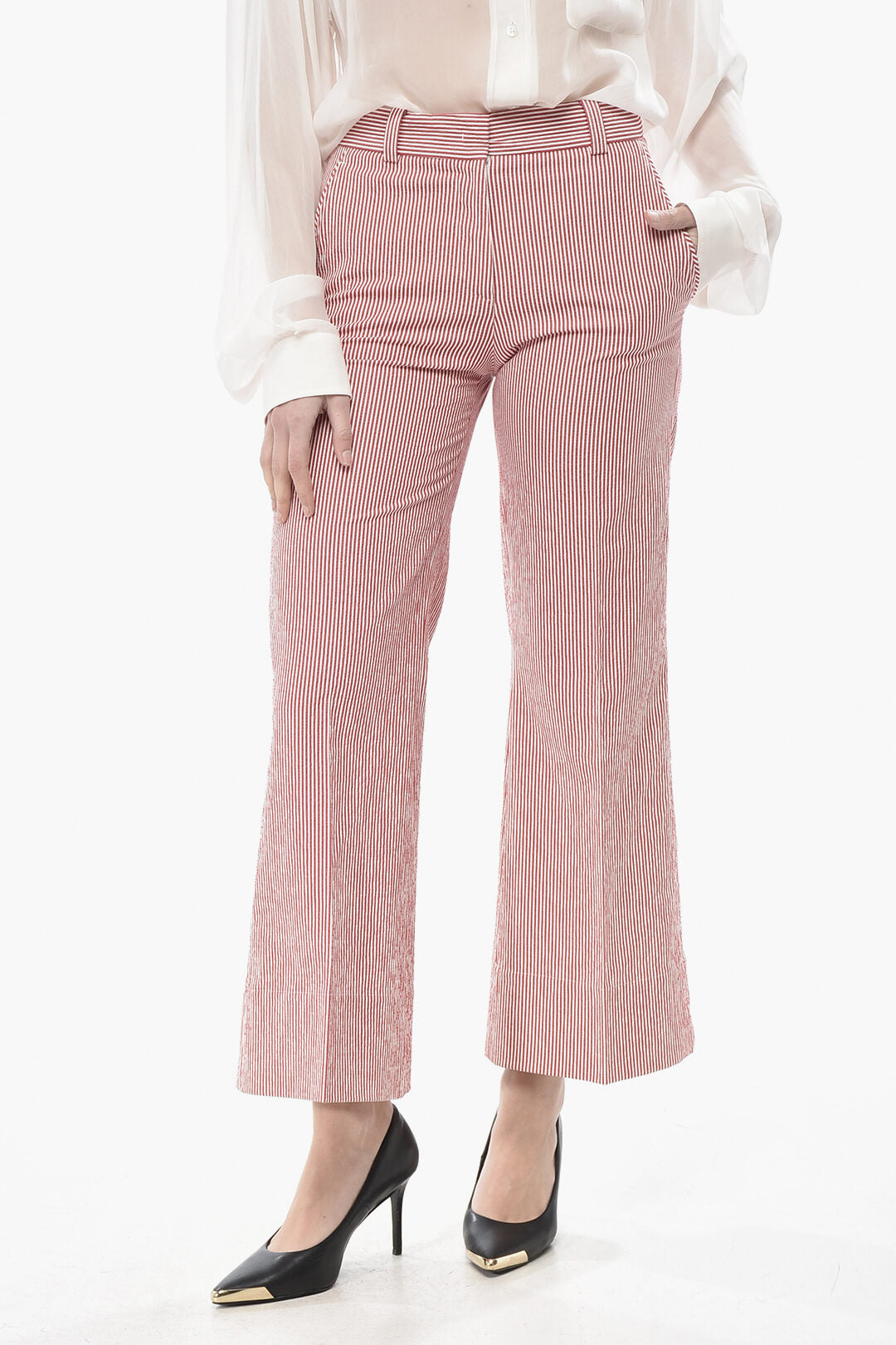 QL2 2550~Chino Trousers MELODY, Cotton-Blend With Awning Stripes