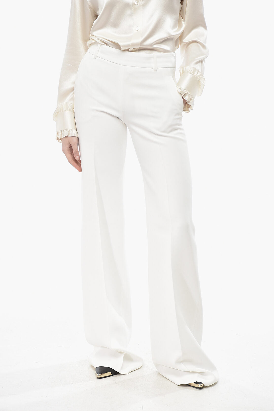 Ermanno Scervino 2405~Palazzo Pants With 2 Pockets And Front Pleat