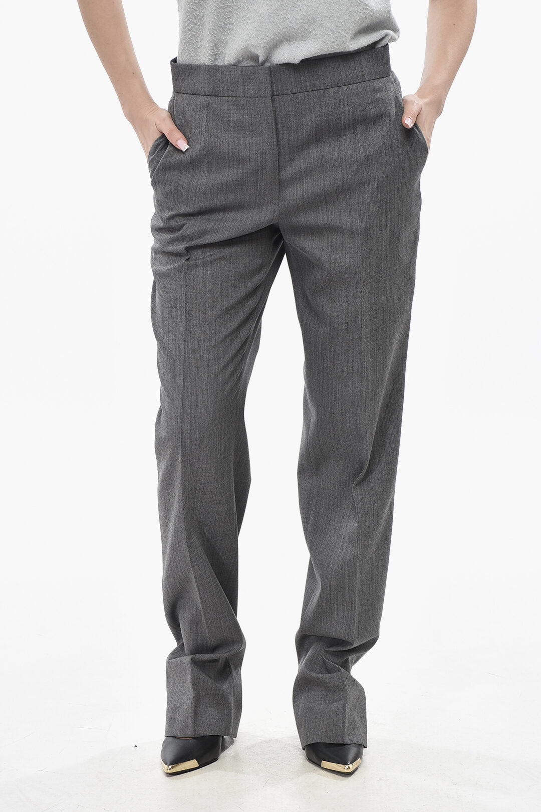 Jil Sander 2470~Wool Slim-Fit Trousers with Hidden Closure