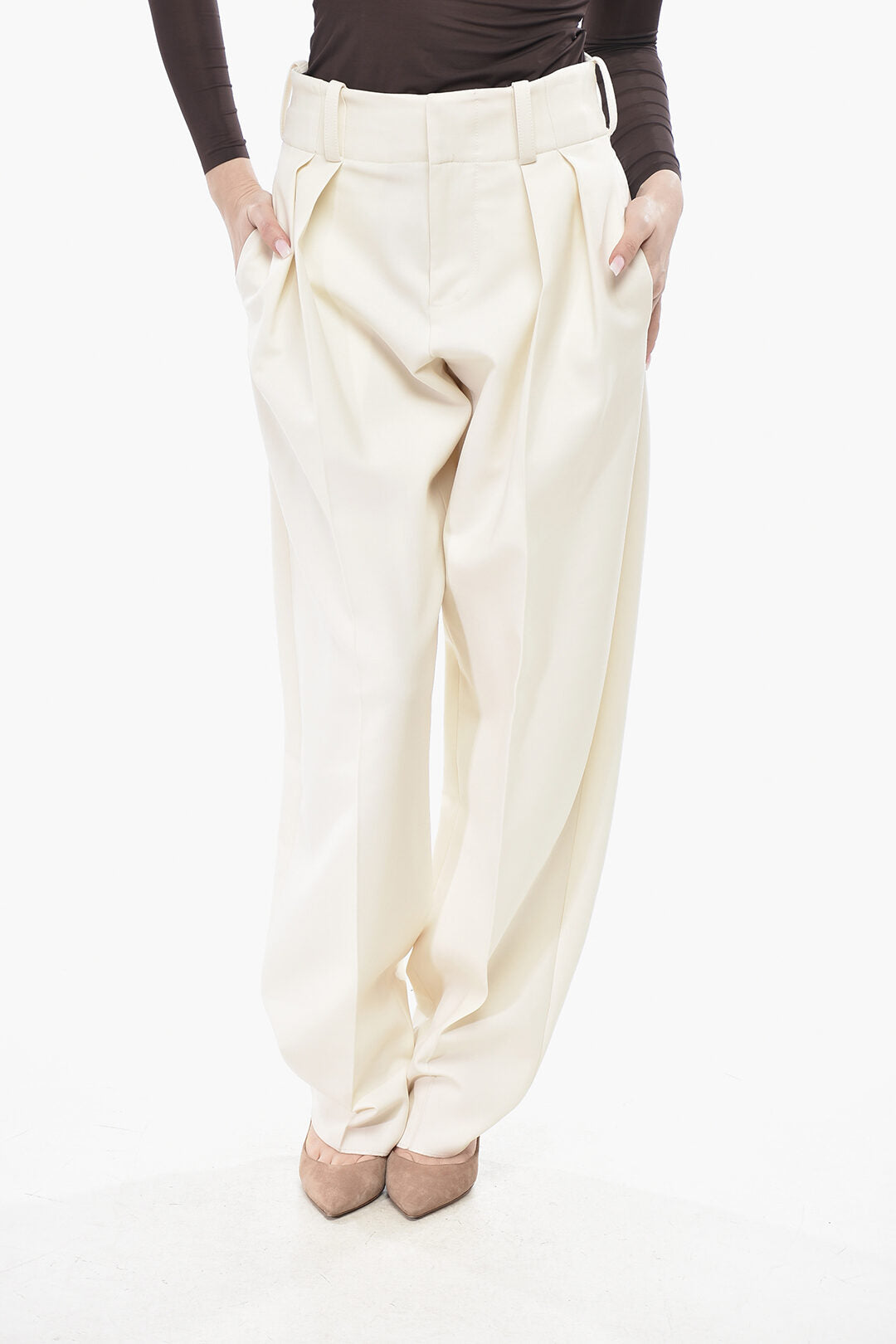 Super Blond 2405~Two-Pleat Stretch Virgin Wool Trousers