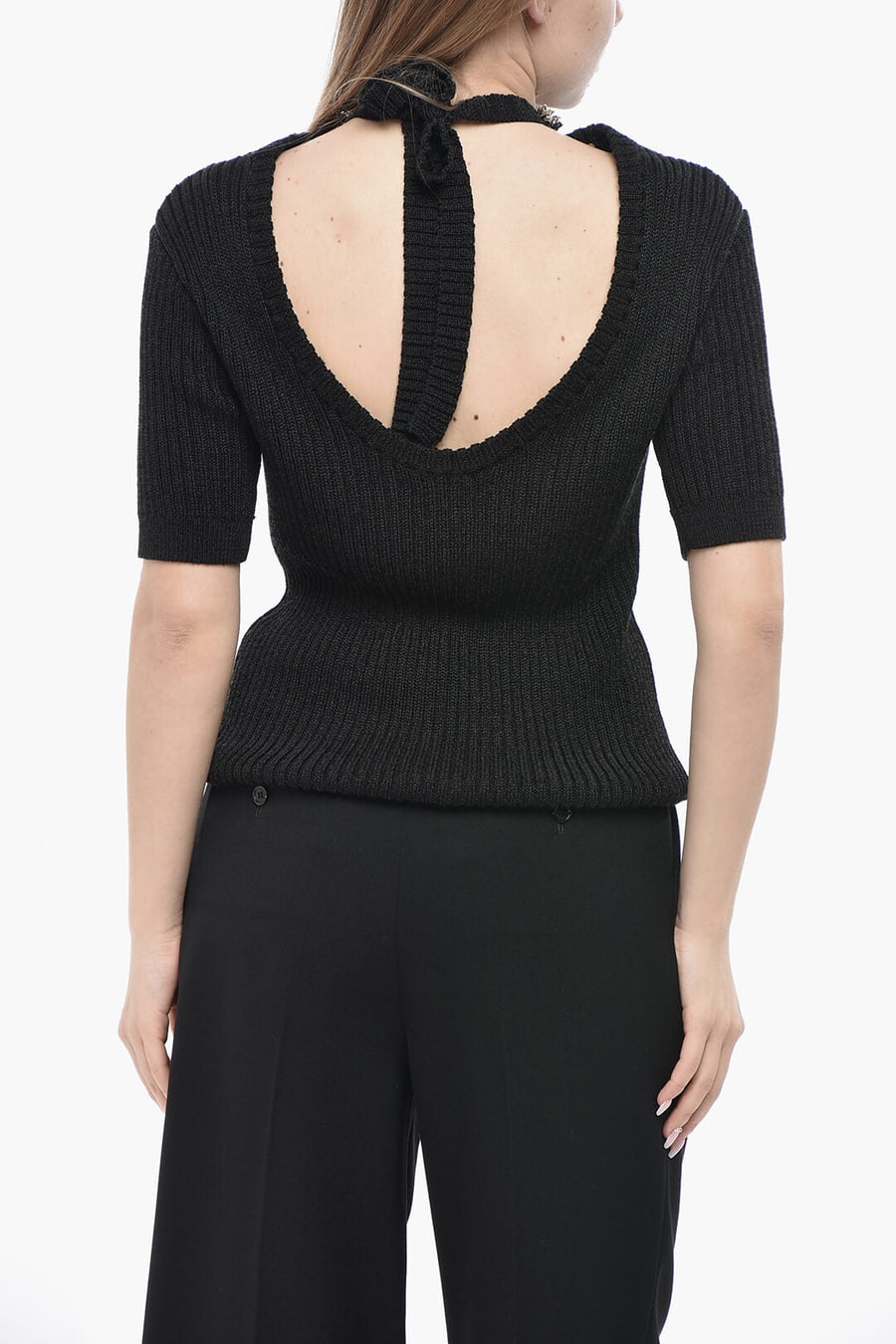 Dries Van Noten 3500~Cotton-Blend Crewneck Top TONIA with Jewel Neckline, view 2