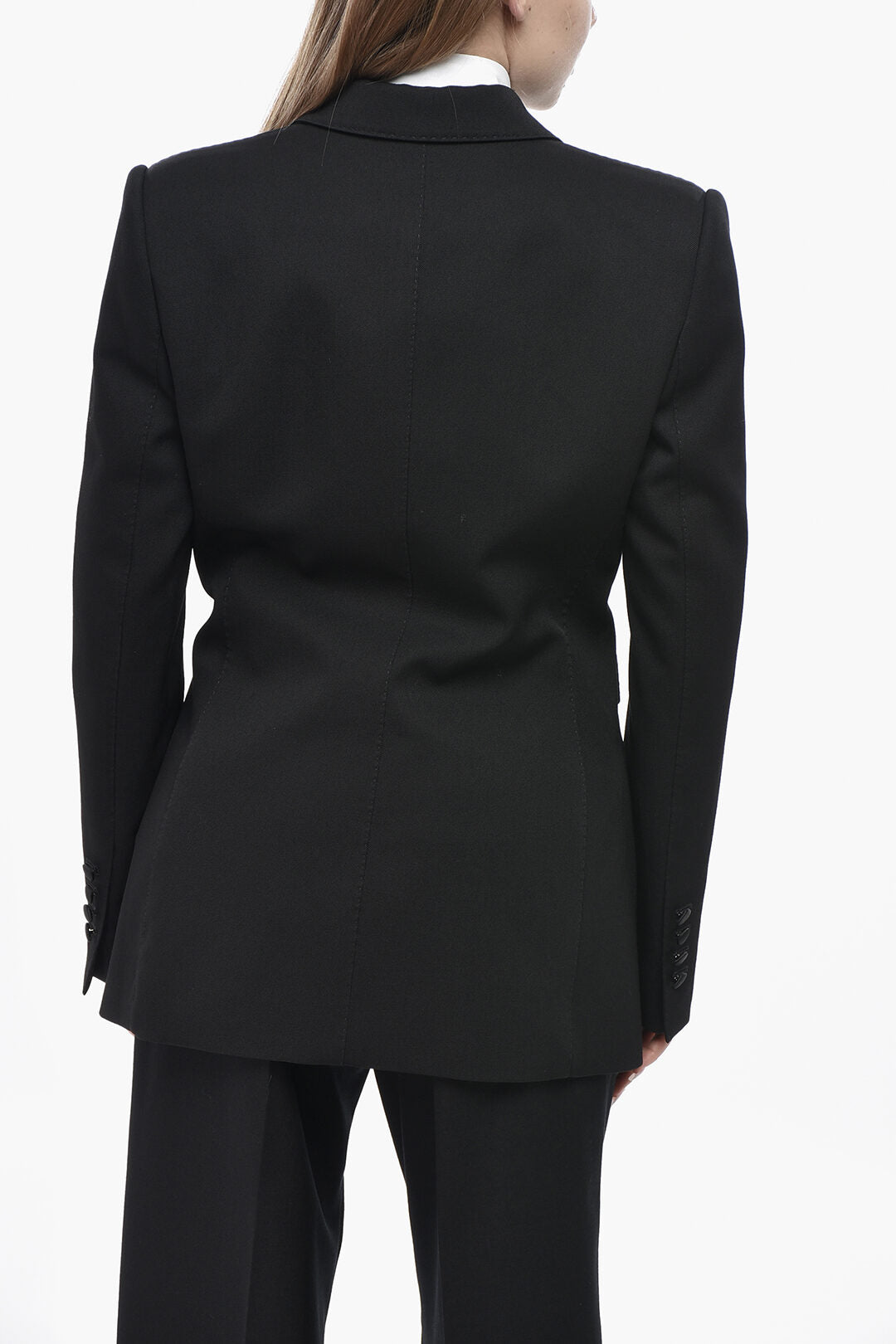 Dolce & Gabbana 3500~Wool-Blend Double-Breasted Blazer with Satin Details, view 2