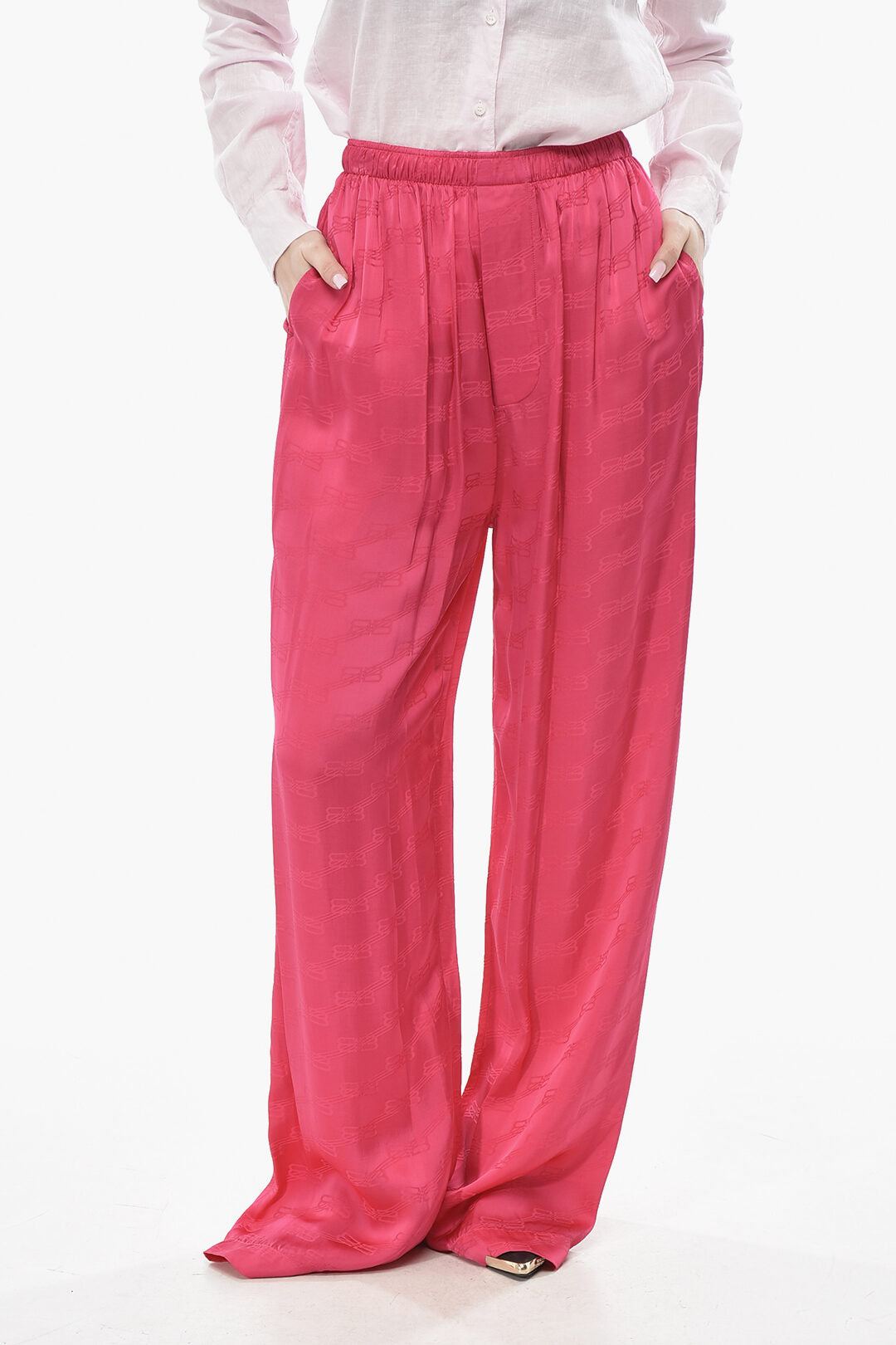 Balenciaga 3050~Monogram-Pattern Satin Jacquard Pants