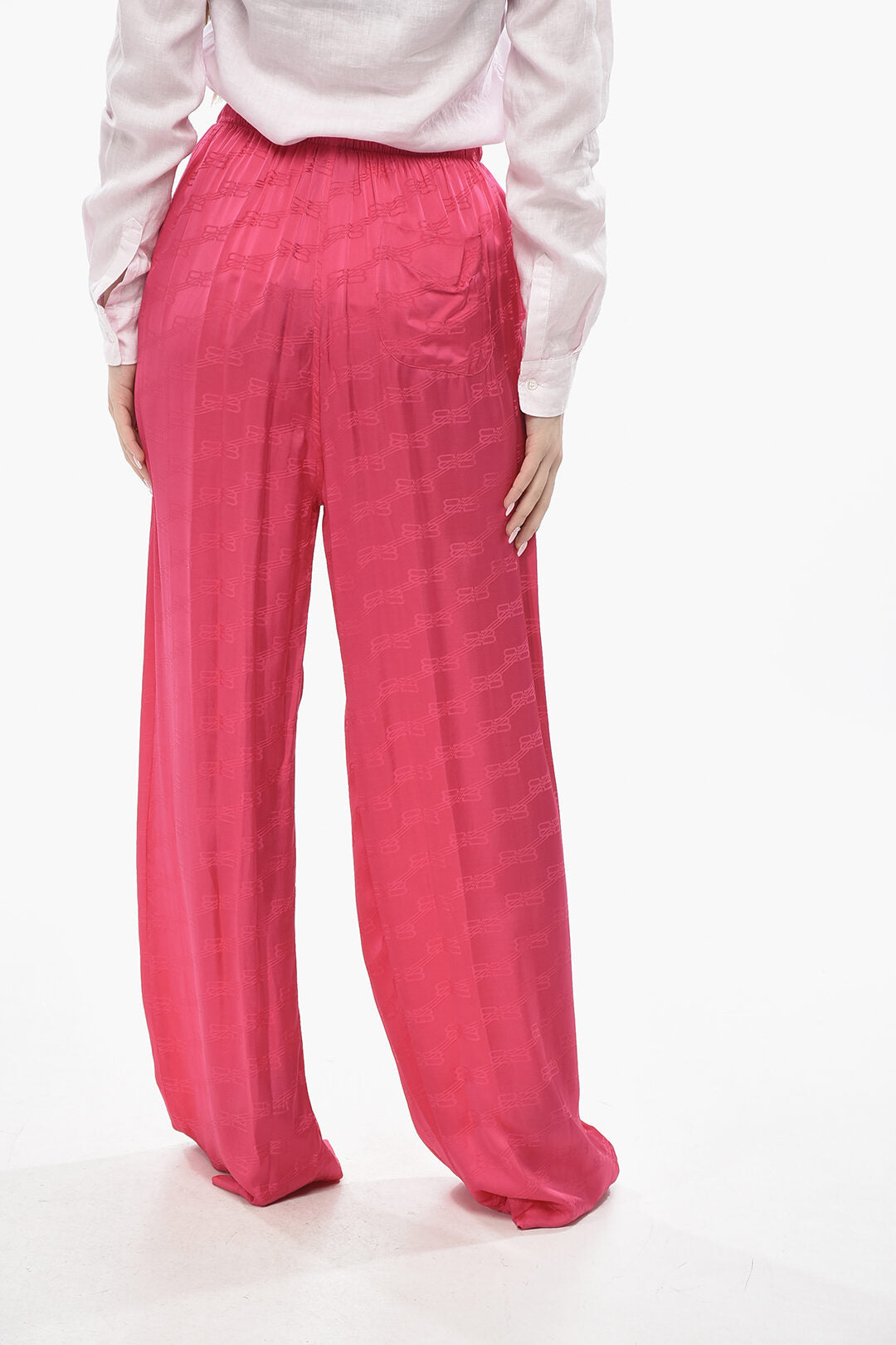 Balenciaga 3050~Monogram-Pattern Satin Jacquard Pants, view 2
